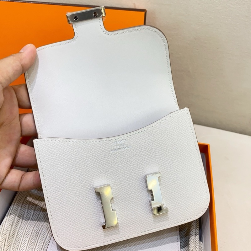 Hermes愛馬仕 constance 康康 slim M4奶灰色 銀扣 B刻 卡包零錢包-5