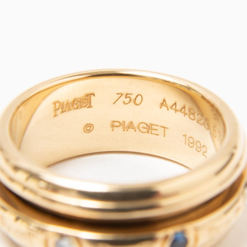 PIAGET 伯爵 Possession 1992年 18K金 旋轉 天然藍寶石鑽戒-4