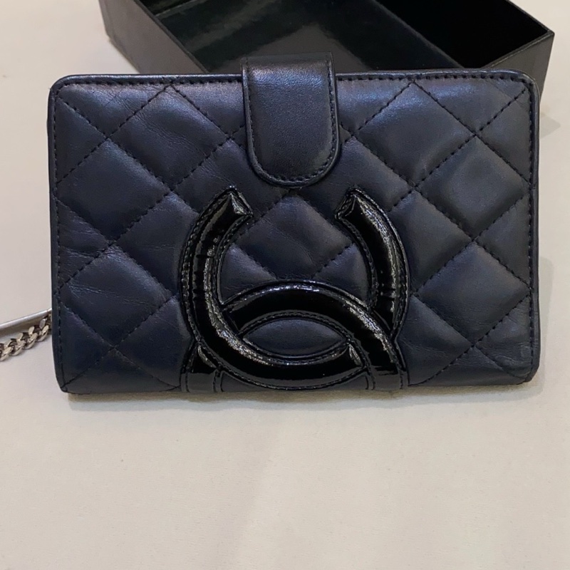 Chanel香奈兒 黑色 康鵬系列錢包卡包 配盒-1