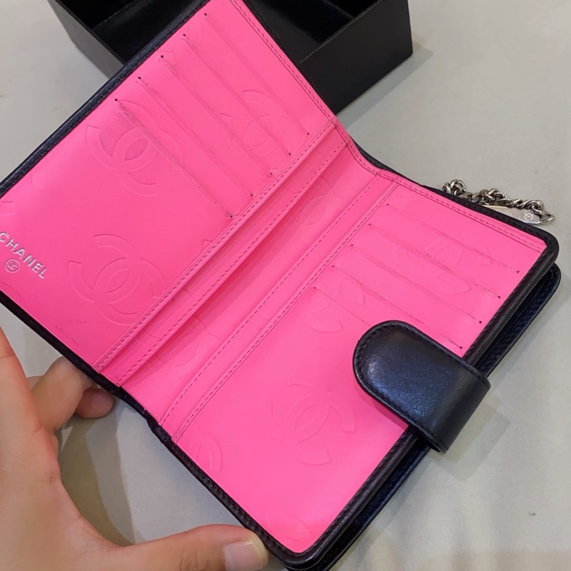 Chanel香奈兒 黑色 康鵬系列錢包卡包 配盒-3