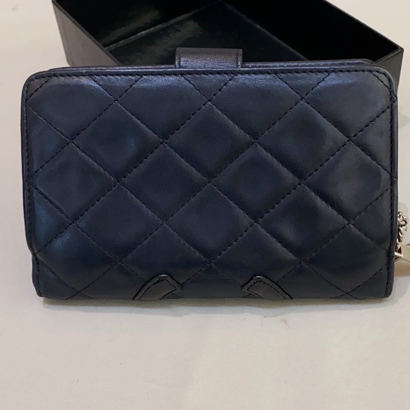 Chanel香奈兒 黑色 康鵬系列錢包卡包 配盒-5