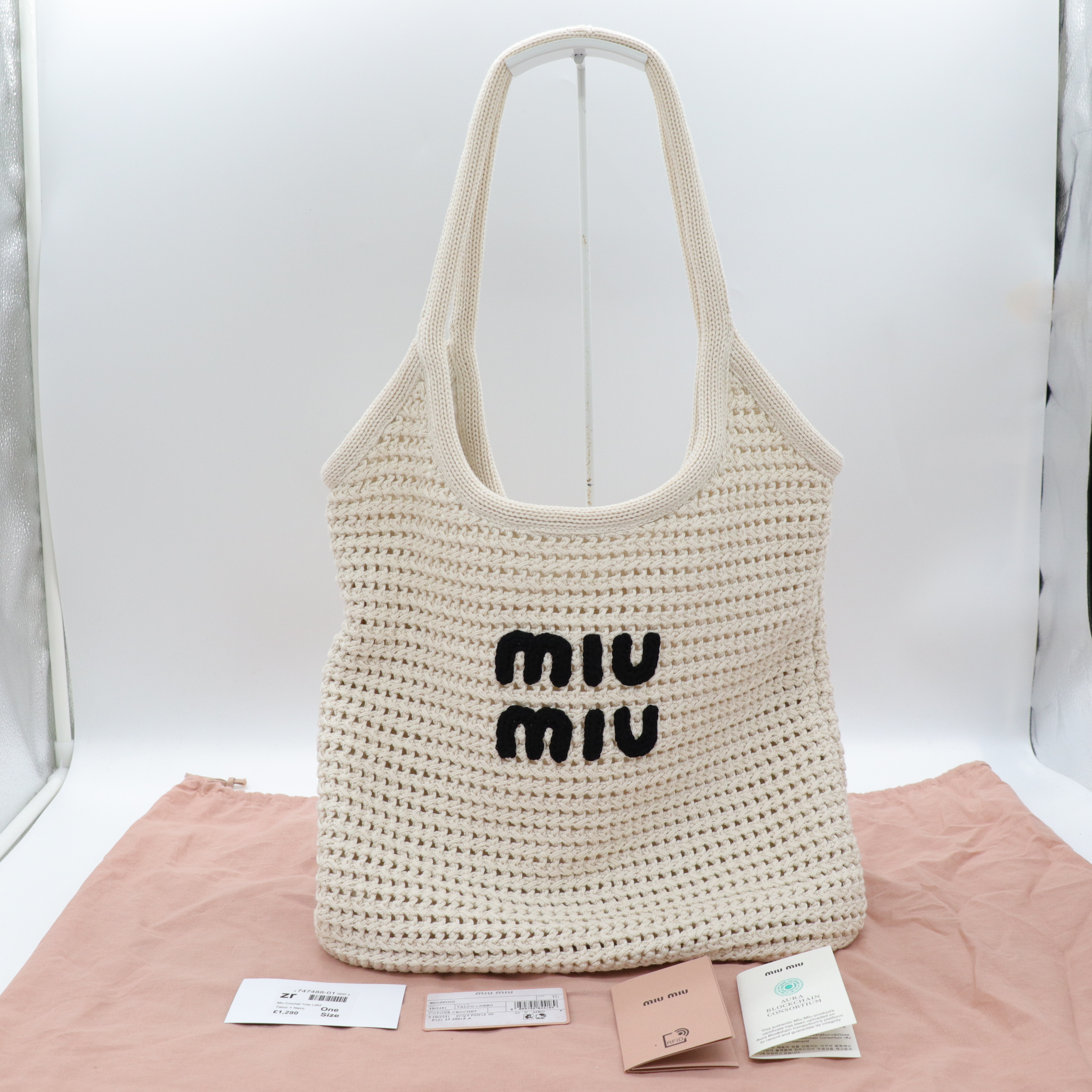 春日慵懶🌸MiuMiu Ivy編織托特包 白色 肩背包-0