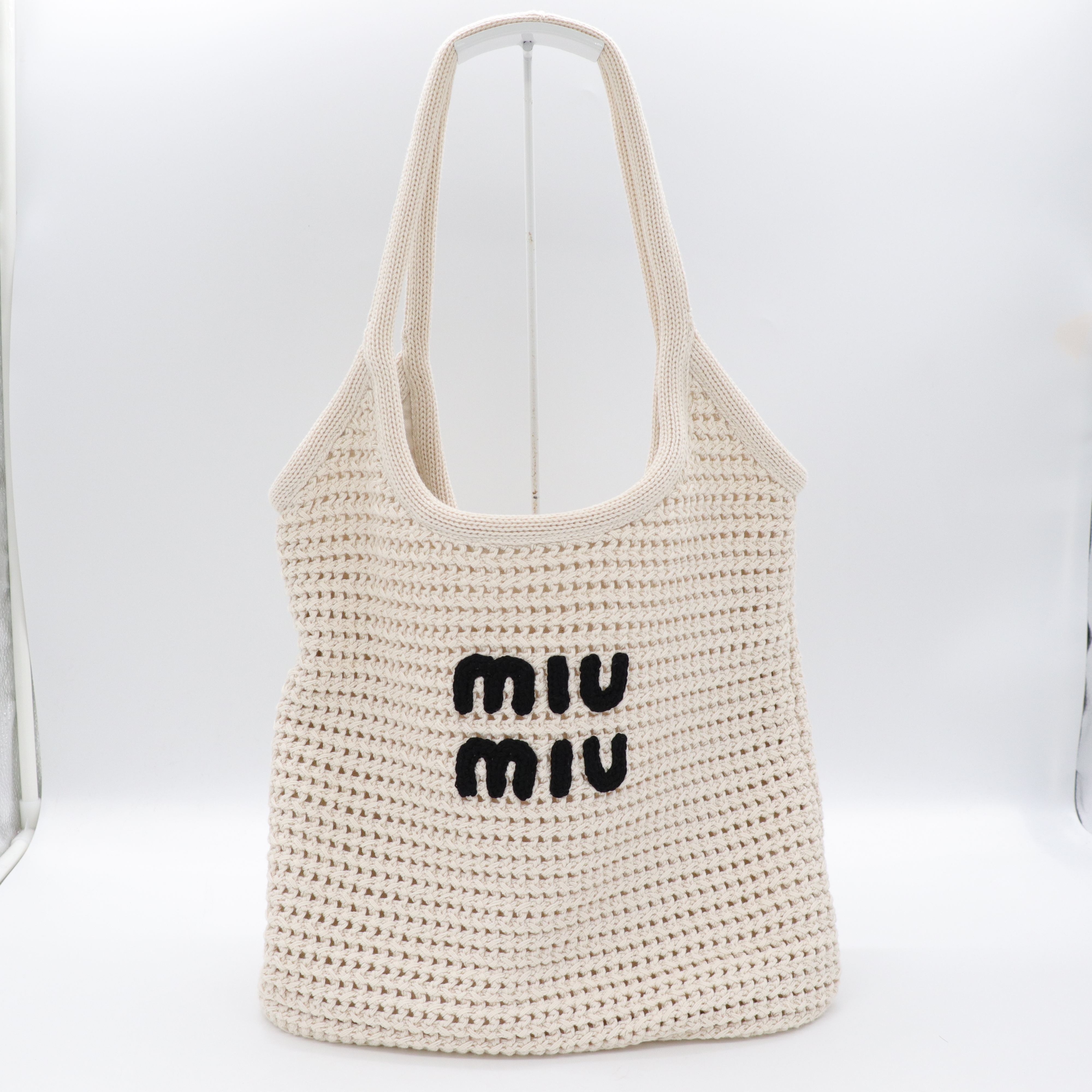 春日慵懶🌸MiuMiu Ivy編織托特包 白色 肩背包-1