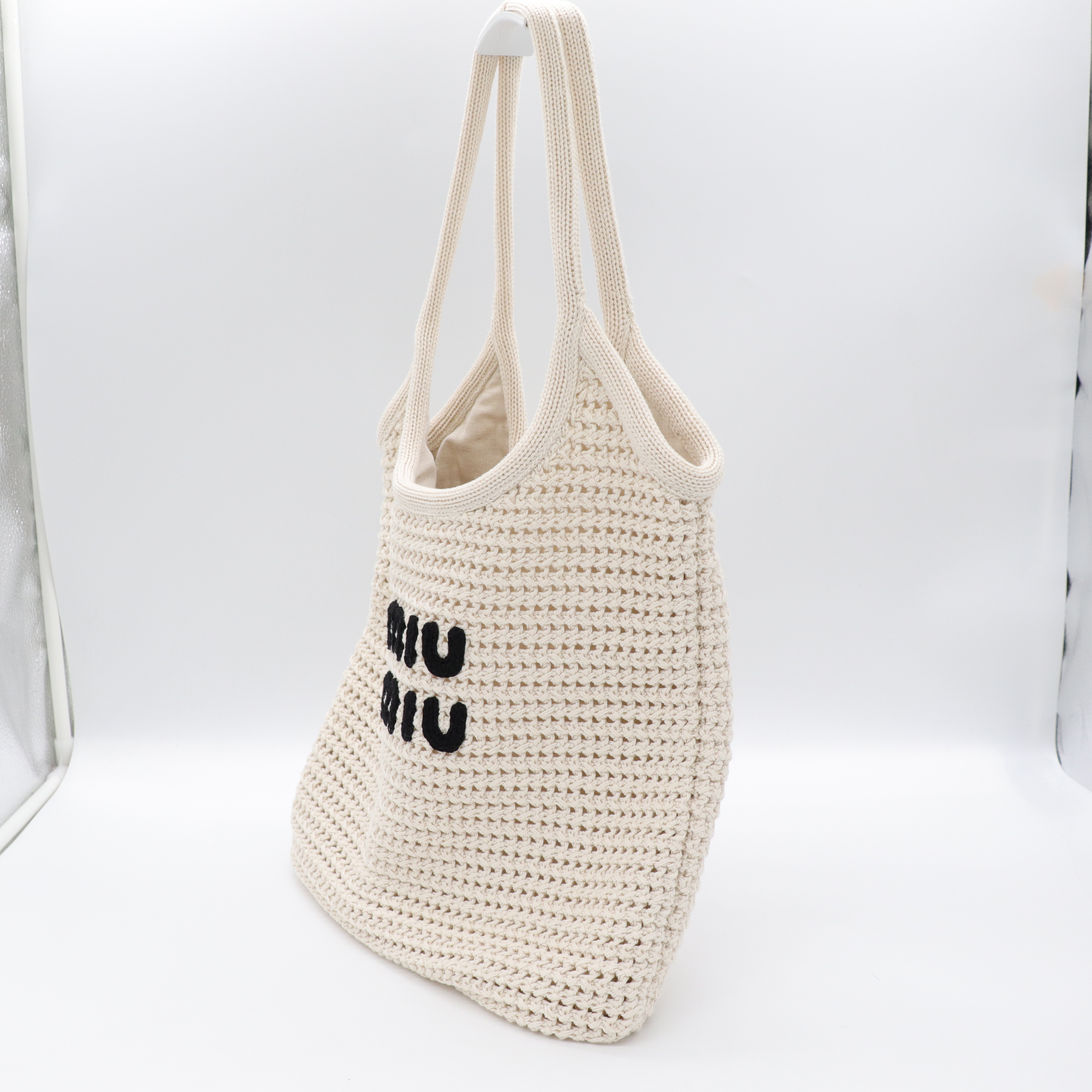 春日慵懶🌸MiuMiu Ivy編織托特包 白色 肩背包-4