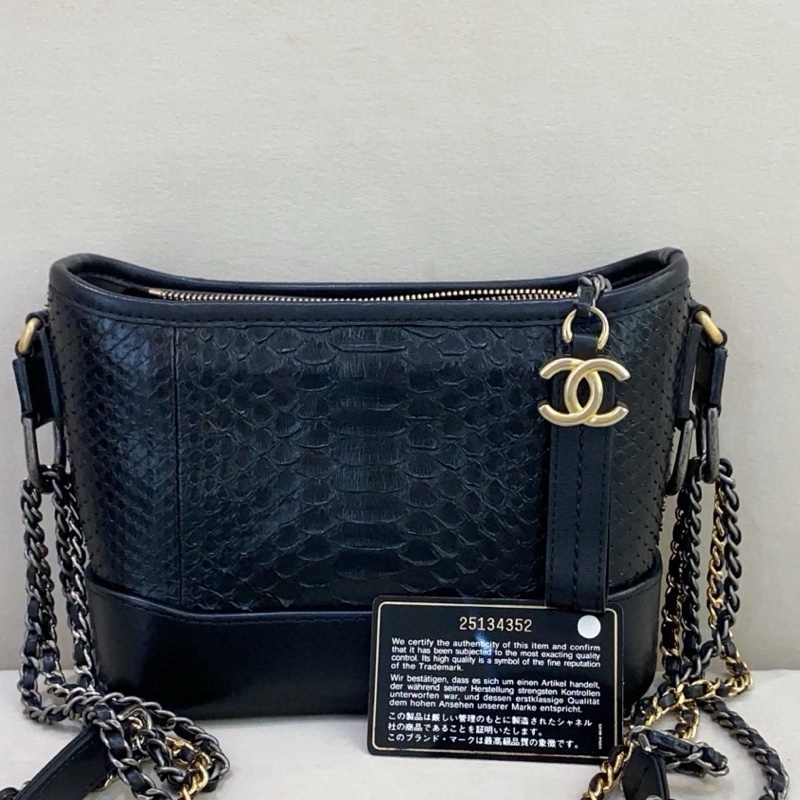 Chanel香奈兒 黑色 小號 蛇皮流浪鏈條包 25開保卡-2