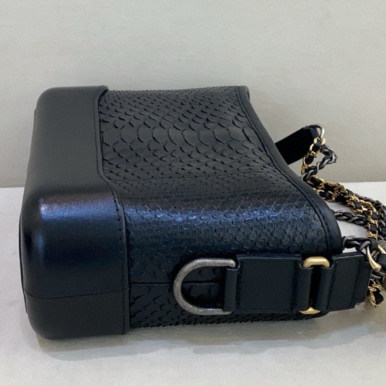 Chanel香奈兒 黑色 小號 蛇皮流浪鏈條包 25開保卡-4