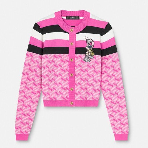 38號 ::Versace:: 凡賽斯 粉色針織兔子刺繡限定款鈕扣上衣 小外套-0