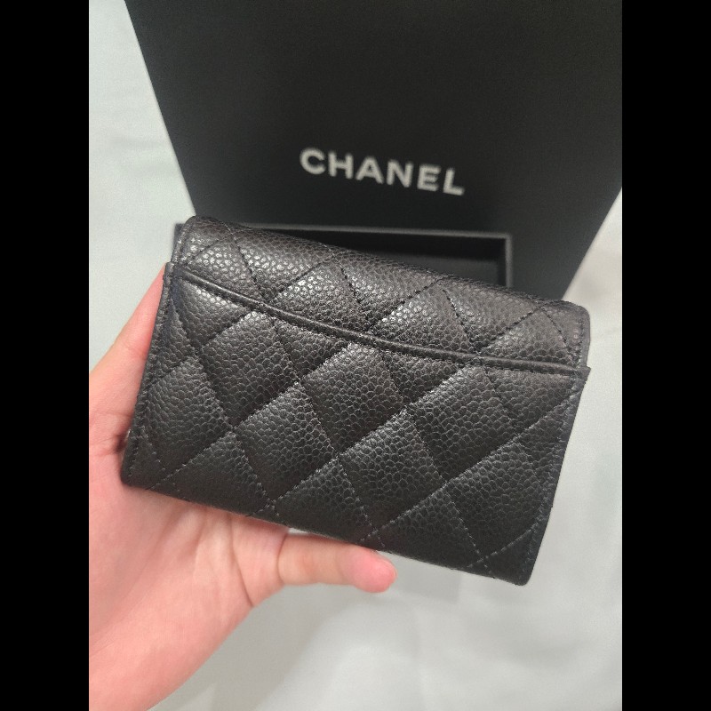 CHANEL 香奈兒 經典金色雙C LOGO菱格粒紋暗釦卡夾/零錢包-2