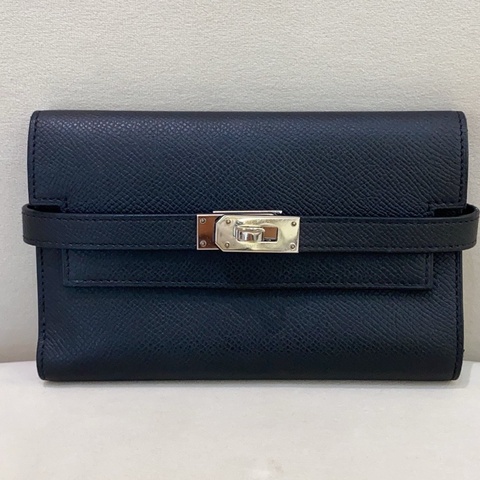 Hermes愛馬仕 黑銀 kelly 錢包卡包 D刻 e皮