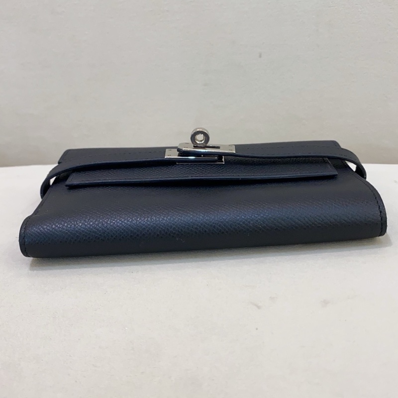 Hermes愛馬仕 黑銀 kelly 錢包卡包 D刻 e皮-4