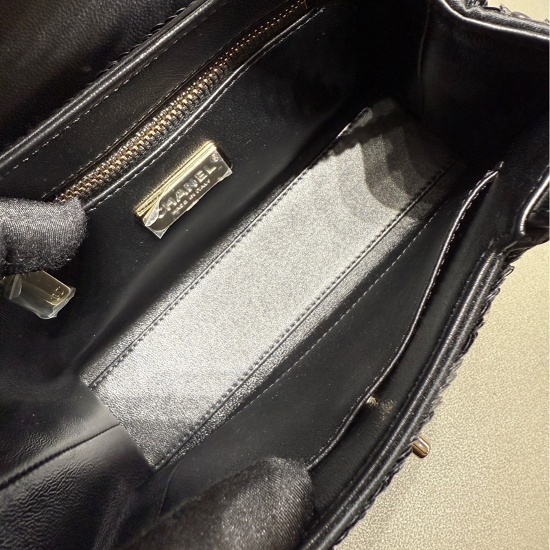Chanel香奈兒黑色亮片Kelly手柄包 芯片尺寸20*13*7cm 成色99新-7