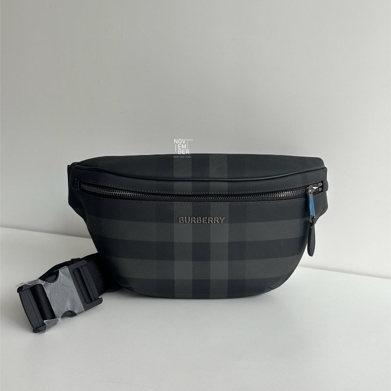 全新✨ 全配有購證🙌🏻 Burberry 百柏麗 格紋腰包 黑色-0