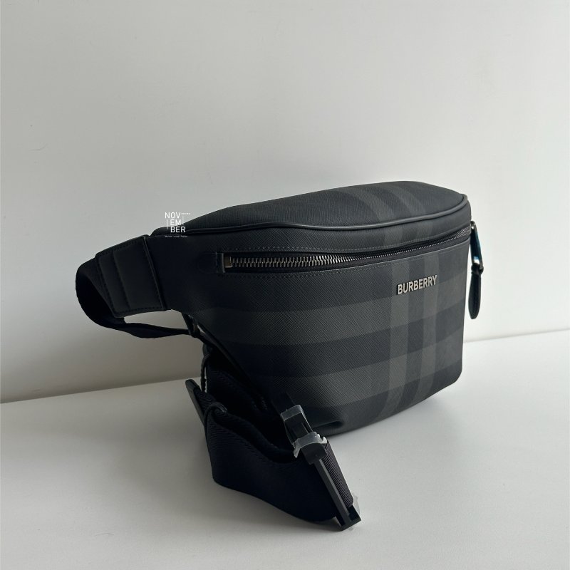 全新✨ 全配有購證🙌🏻 Burberry 百柏麗 格紋腰包 黑色-3