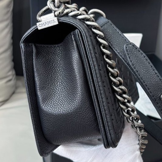 香奈兒/Chanel 黑金荔枝紋牛皮leboy中号-2