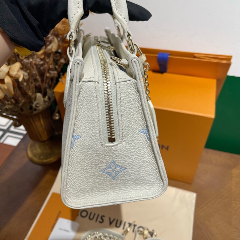 新款全皮橫版onthego east west芯片款藍白橫版手提斜挎包-3