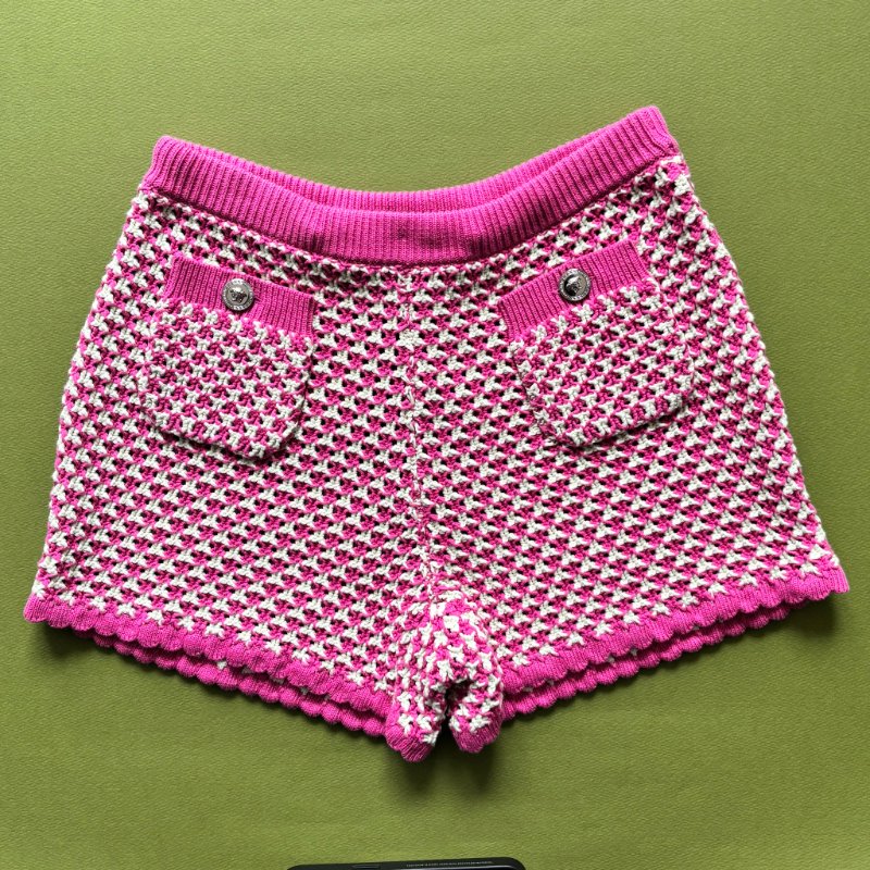 42號 ::Versace:: Crochet Knit Top 凡賽斯 粉白色鉤織針織背心 短褲 套裝-5