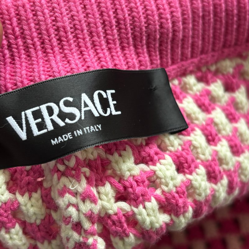 42號 ::Versace:: Crochet Knit Top 凡賽斯 粉白色鉤織針織背心 短褲 套裝-6