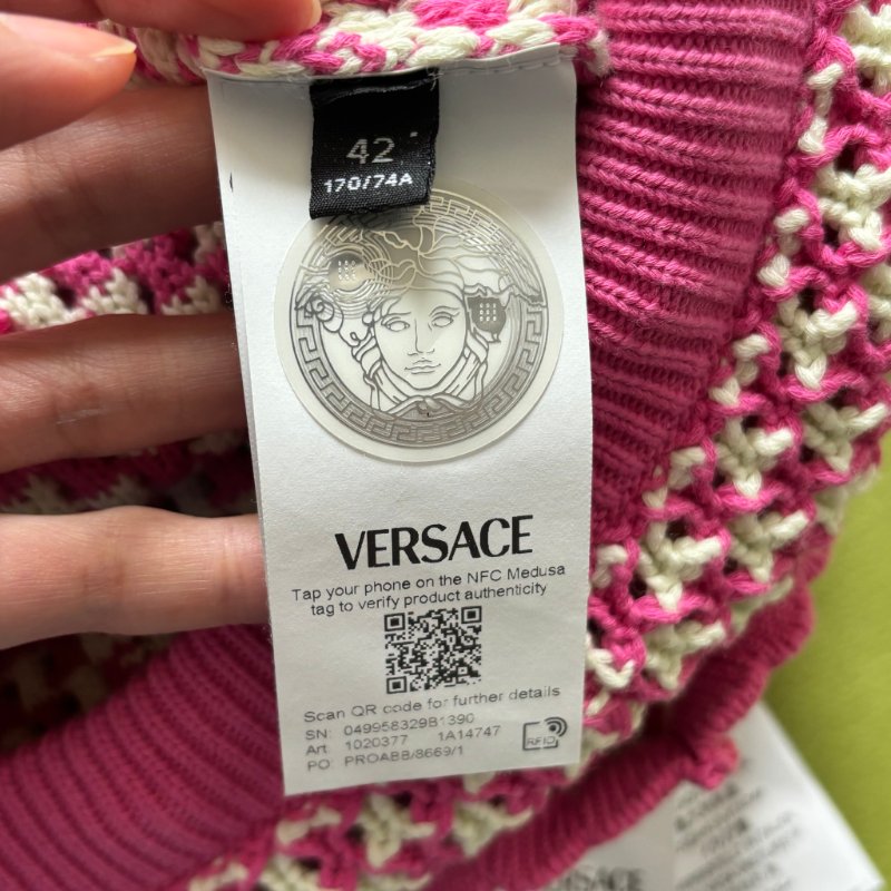 42號 ::Versace:: Crochet Knit Top 凡賽斯 粉白色鉤織針織背心 短褲 套裝-8