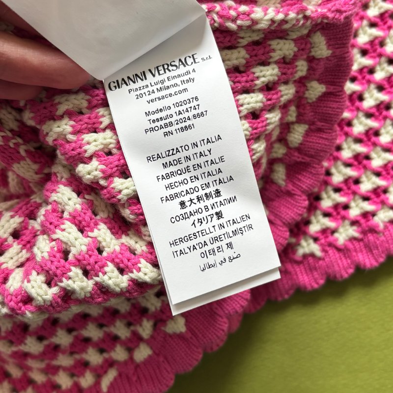 42號 ::Versace:: Crochet Knit Top 凡賽斯 粉白色鉤織針織背心 短褲 套裝-10