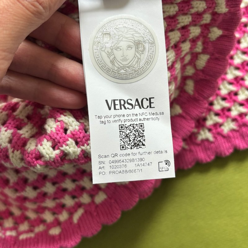 42號 ::Versace:: Crochet Knit Top 凡賽斯 粉白色鉤織針織背心 短褲 套裝-11
