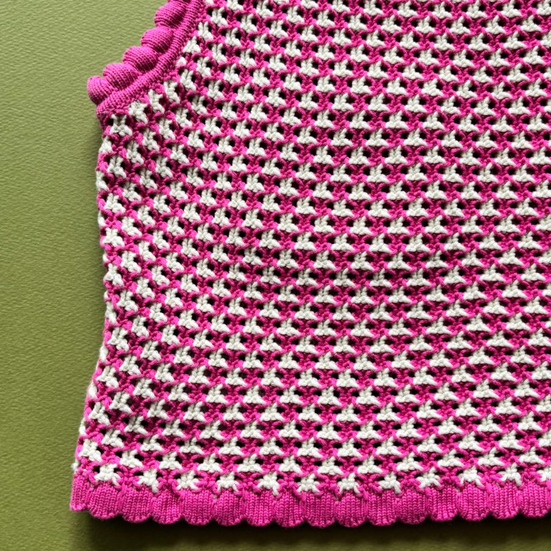 42號 ::Versace:: Crochet Knit Top 凡賽斯 粉白色鉤織針織背心 短褲 套裝-13