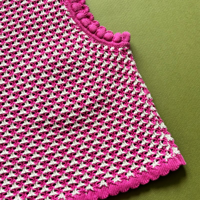 42號 ::Versace:: Crochet Knit Top 凡賽斯 粉白色鉤織針織背心 短褲 套裝-14