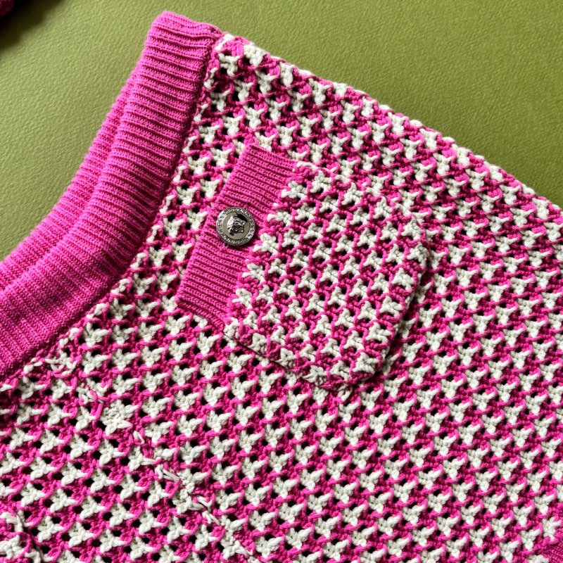 42號 ::Versace:: Crochet Knit Top 凡賽斯 粉白色鉤織針織背心 短褲 套裝-22