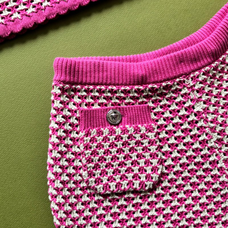 42號 ::Versace:: Crochet Knit Top 凡賽斯 粉白色鉤織針織背心 短褲 套裝-23
