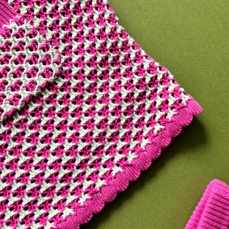 42號 ::Versace:: Crochet Knit Top 凡賽斯 粉白色鉤織針織背心 短褲 套裝-25