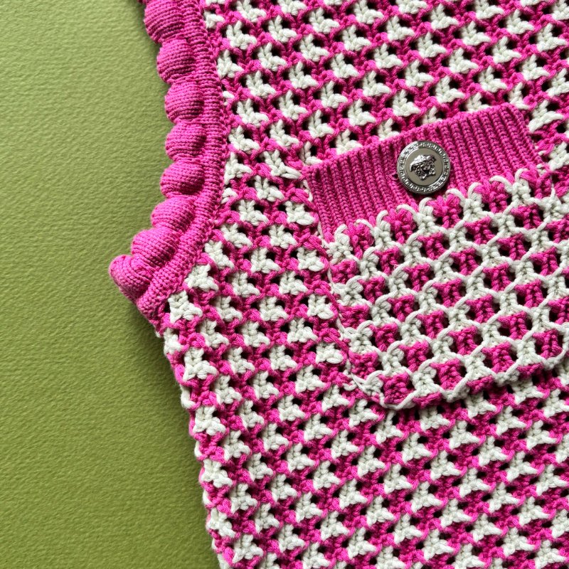 42號 ::Versace:: Crochet Knit Top 凡賽斯 粉白色鉤織針織背心 短褲 套裝-28
