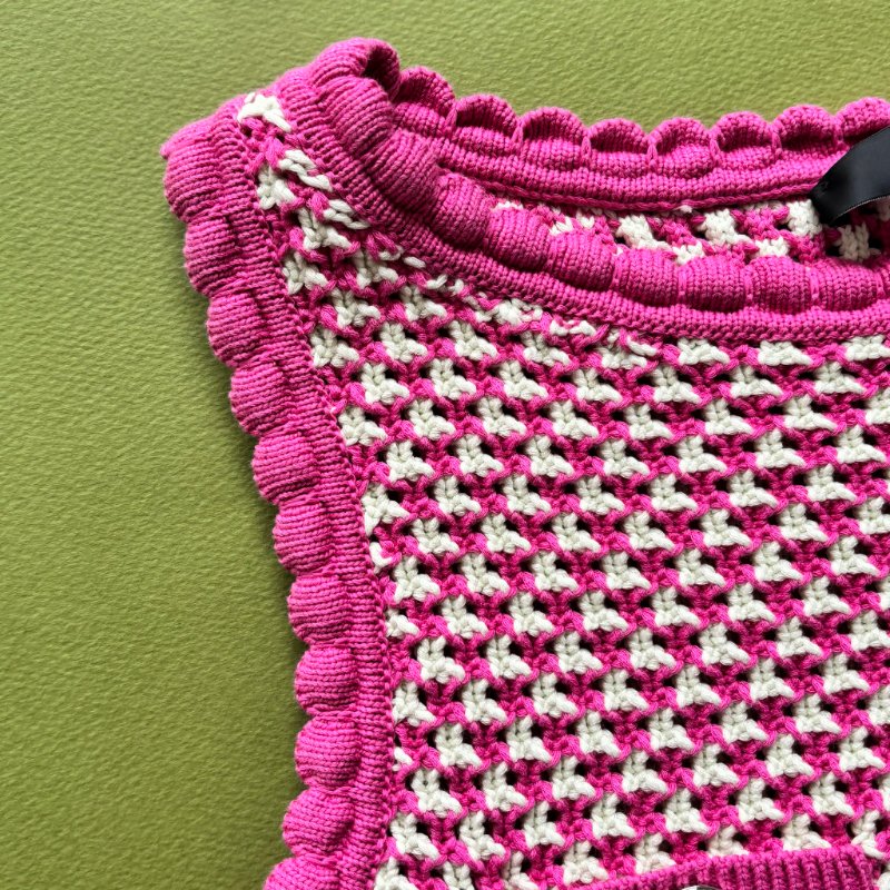 42號 ::Versace:: Crochet Knit Top 凡賽斯 粉白色鉤織針織背心 短褲 套裝-29