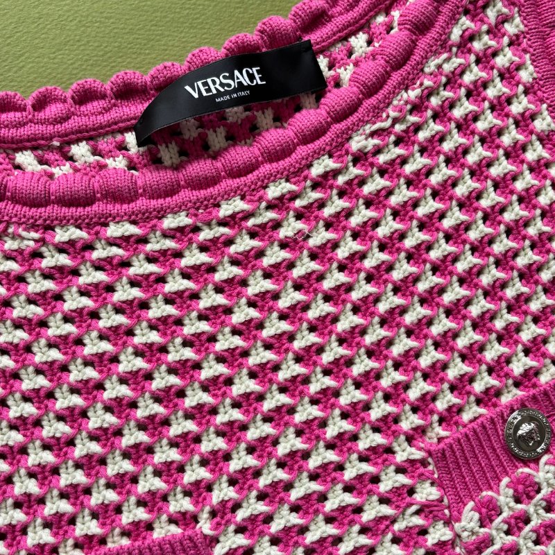 42號 ::Versace:: Crochet Knit Top 凡賽斯 粉白色鉤織針織背心 短褲 套裝-30