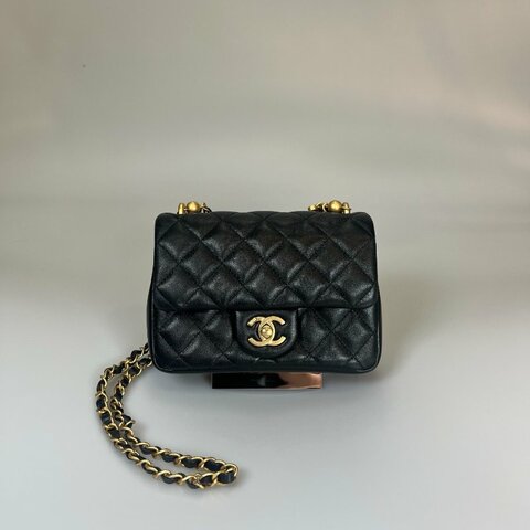 CHANEL 季節款方胖羊皮珍珠黑AS4385/晶片款