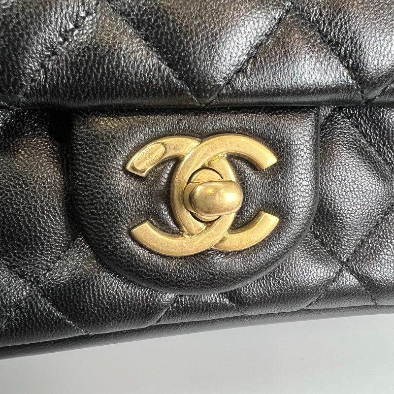 CHANEL 季節款方胖羊皮珍珠黑AS4385/晶片款-6