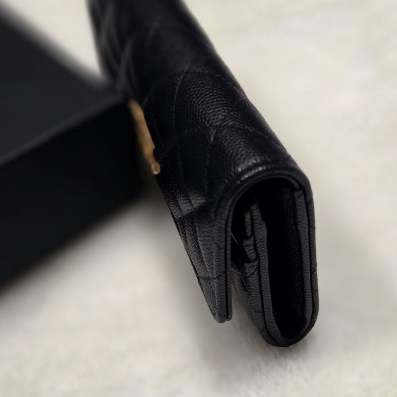 CHANEL香奈兒大C logo黑金荔枝皮中夾-9