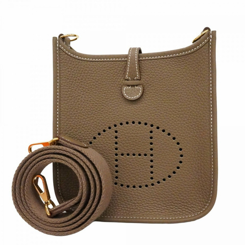 愛馬仕 Evelyne TPM Taurillon Clemence Etoupe K Stamp 女士肩包