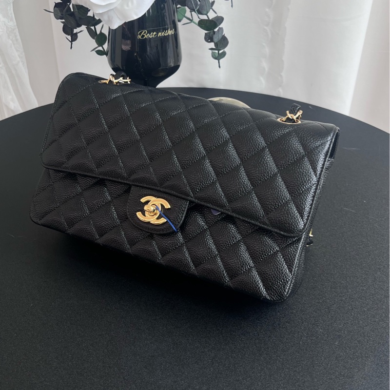 Chanel 香奈兒黑金cf中號荔枝牛 24開無卡-1