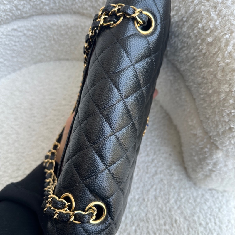 Chanel 香奈兒黑金cf中號荔枝牛 24開無卡-5