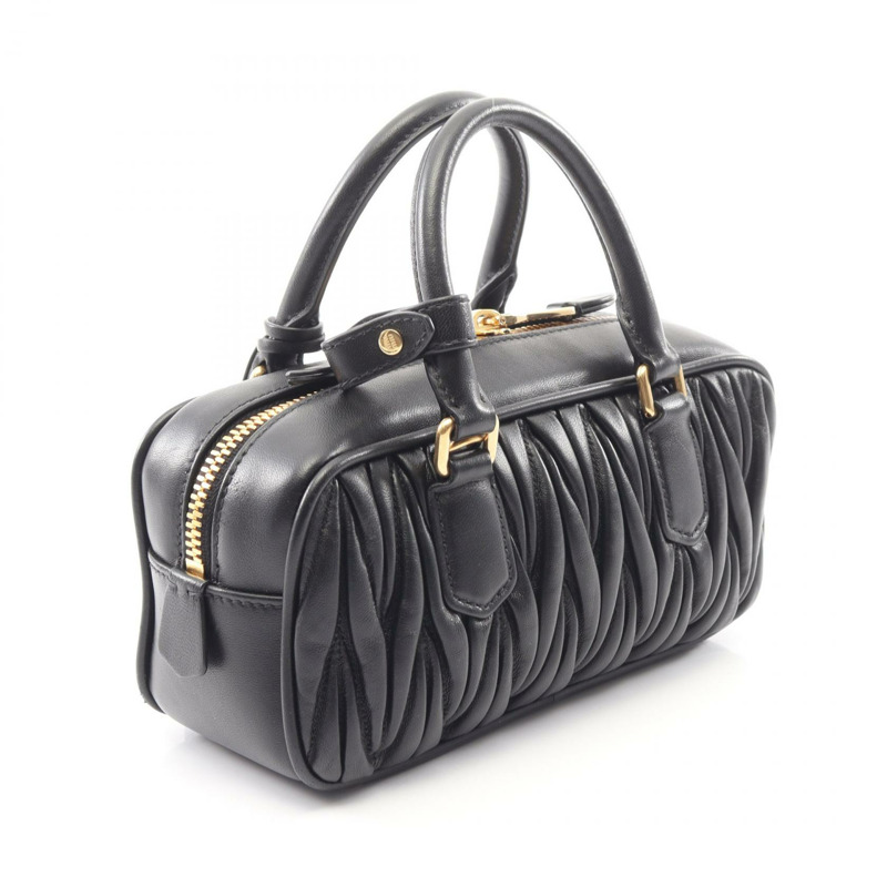 Miu Miu MATELASSE 2WAY 肩斜背包 5BB142 黑色皮革 二手-1