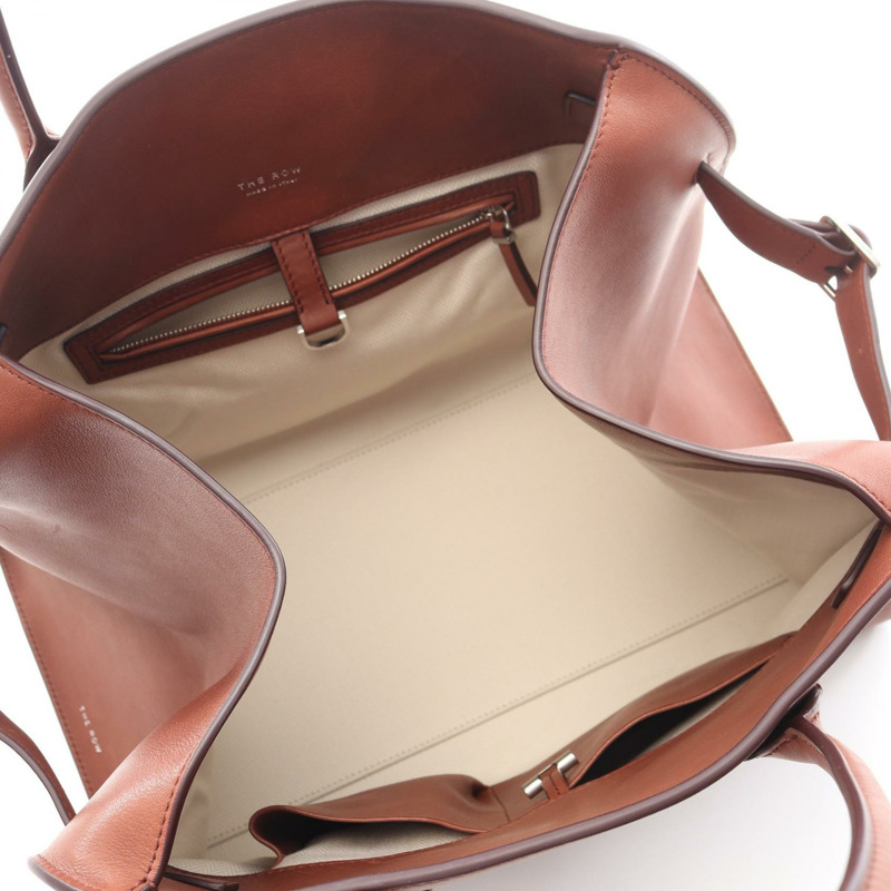 THE ROW SOFT MARGAUX 15 手提包，棕色皮革，二手女款-2