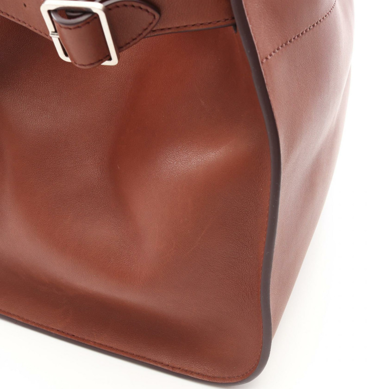 THE ROW SOFT MARGAUX 15 手提包，棕色皮革，二手女款-4