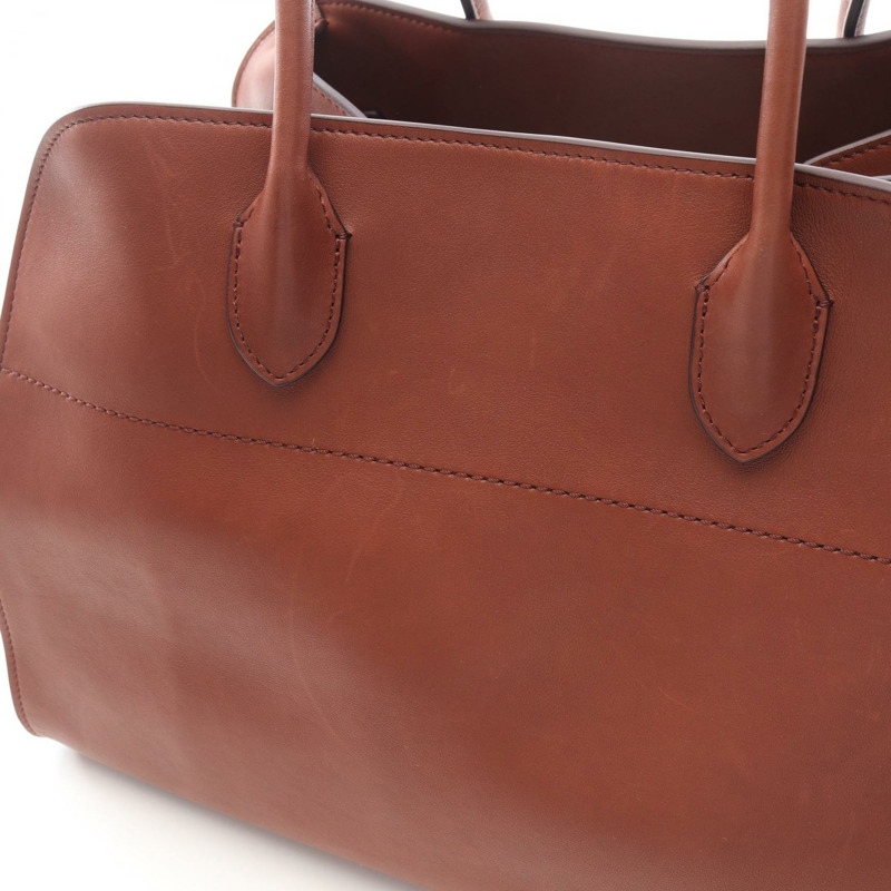 THE ROW SOFT MARGAUX 15 手提包，棕色皮革，二手女款-8
