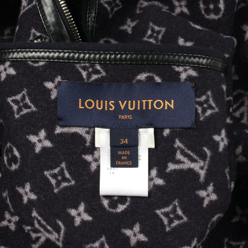 路易威登 Monogram 34 雙面羊毛披肩，海軍藍，二手女款-3