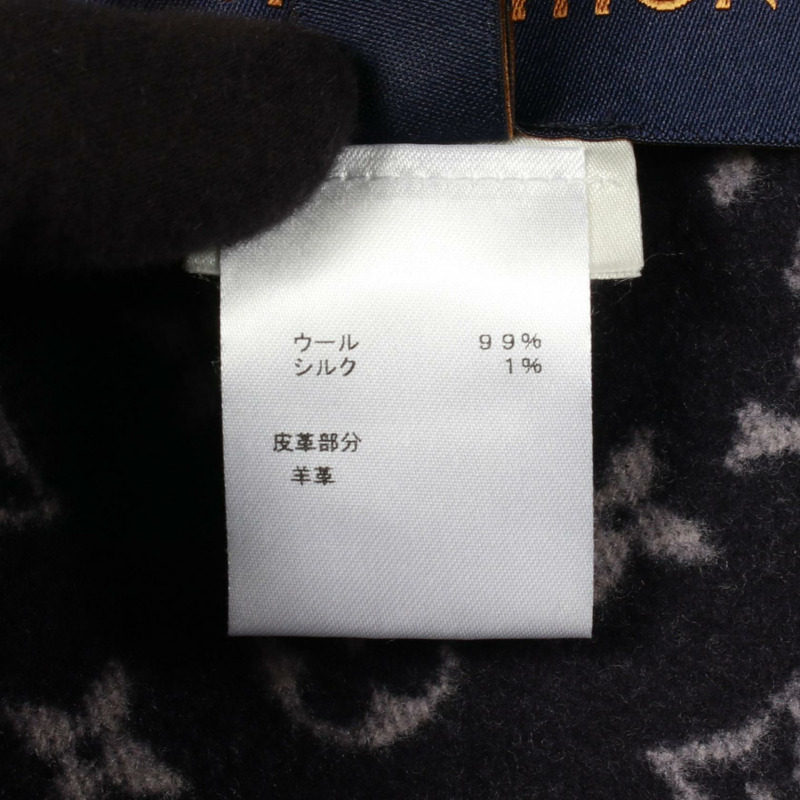 路易威登 Monogram 34 雙面羊毛披肩，海軍藍，二手女款-5