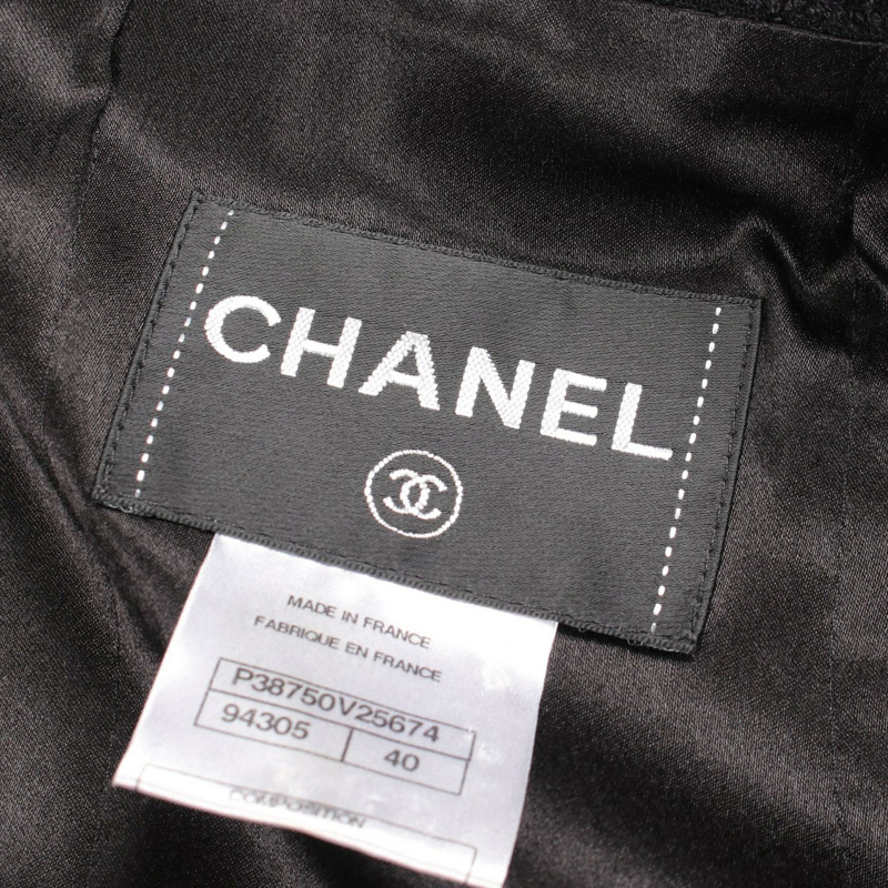 香奈兒 COCO 標誌紐扣拉鍊 其他外套 P38750V25674 羊毛真絲 黑色 金色 波爾多紅 二手 女士-2