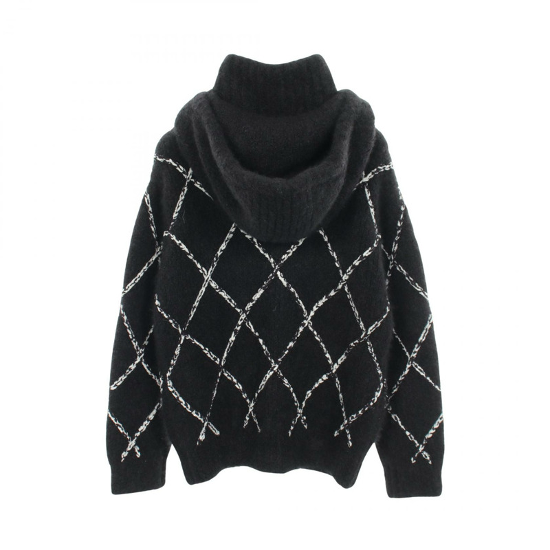 香奈兒 COCO 標誌 其他夾克 羊絨真絲 黑色 二手 男女通用-1