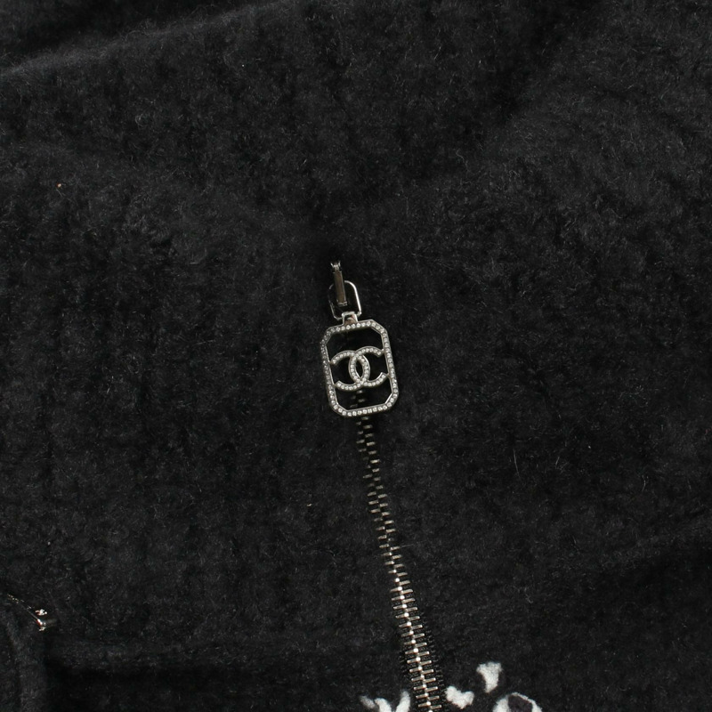 香奈兒 COCO 標誌 其他夾克 羊絨真絲 黑色 二手 男女通用-6