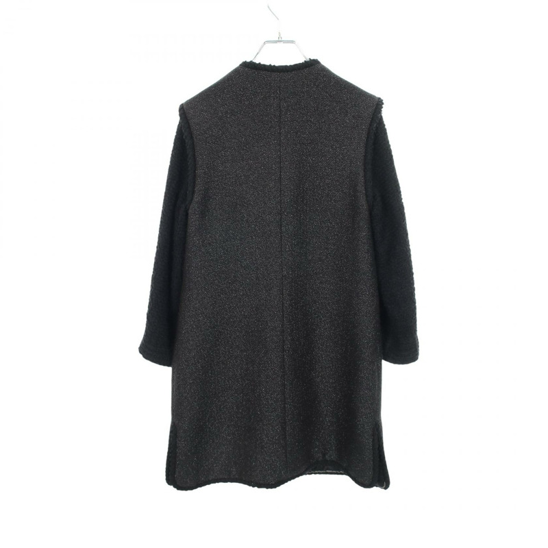 香奈兒 COCO 標誌紐扣，撞色斜紋軟呢，無領。其他外套 P44723W05198 尼龍腈綸 黑色 二手 女款-1