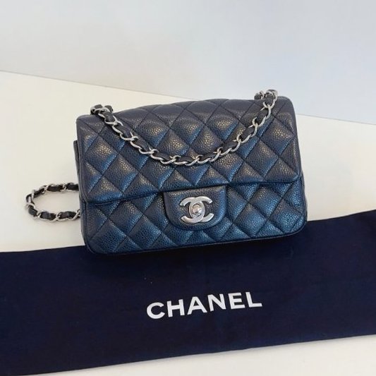 香奈兒/Chanel 魚子醬荔枝皮Classic CF大mini鏈條包-5