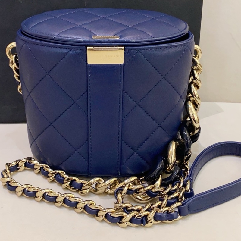 Chanel香奈兒 Vanity case 藍色 水桶包化妝盒鏈條包 29開保卡-1
